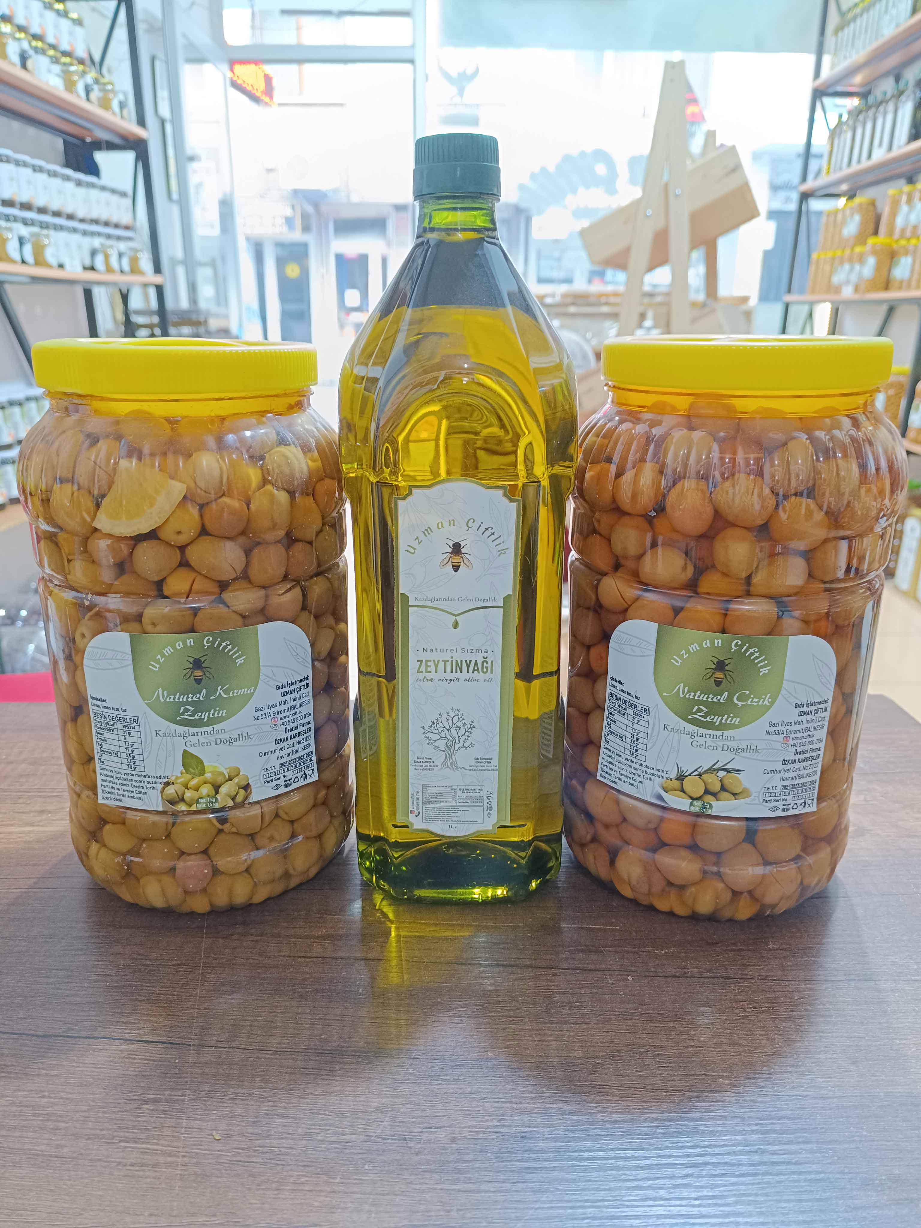 Zeytinyağ (2 lt) - Çizik Zeytin (2 kg) - Kırma Zeytin (2 kg)