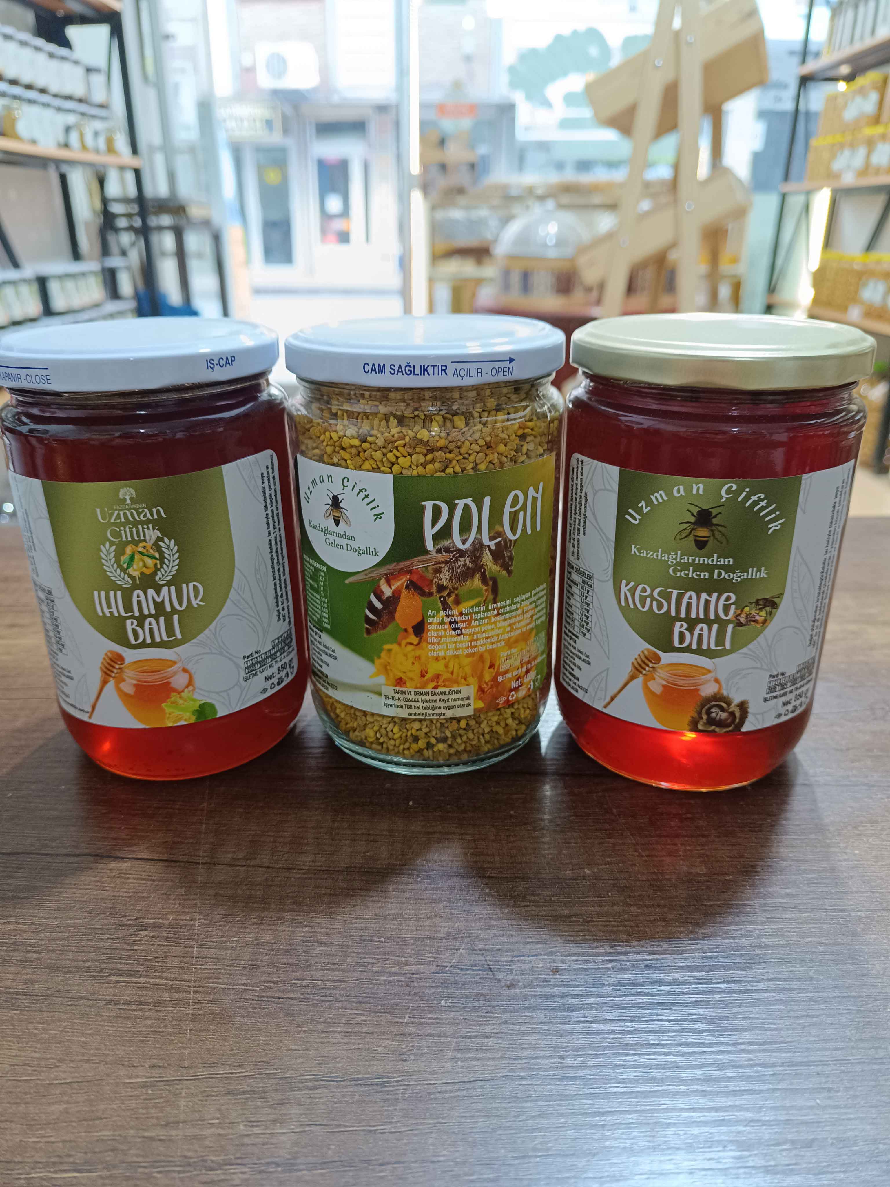 Ihlamur Balı (850 gr) - Kestane Balı (850 gr) - Polen (400 gr) 