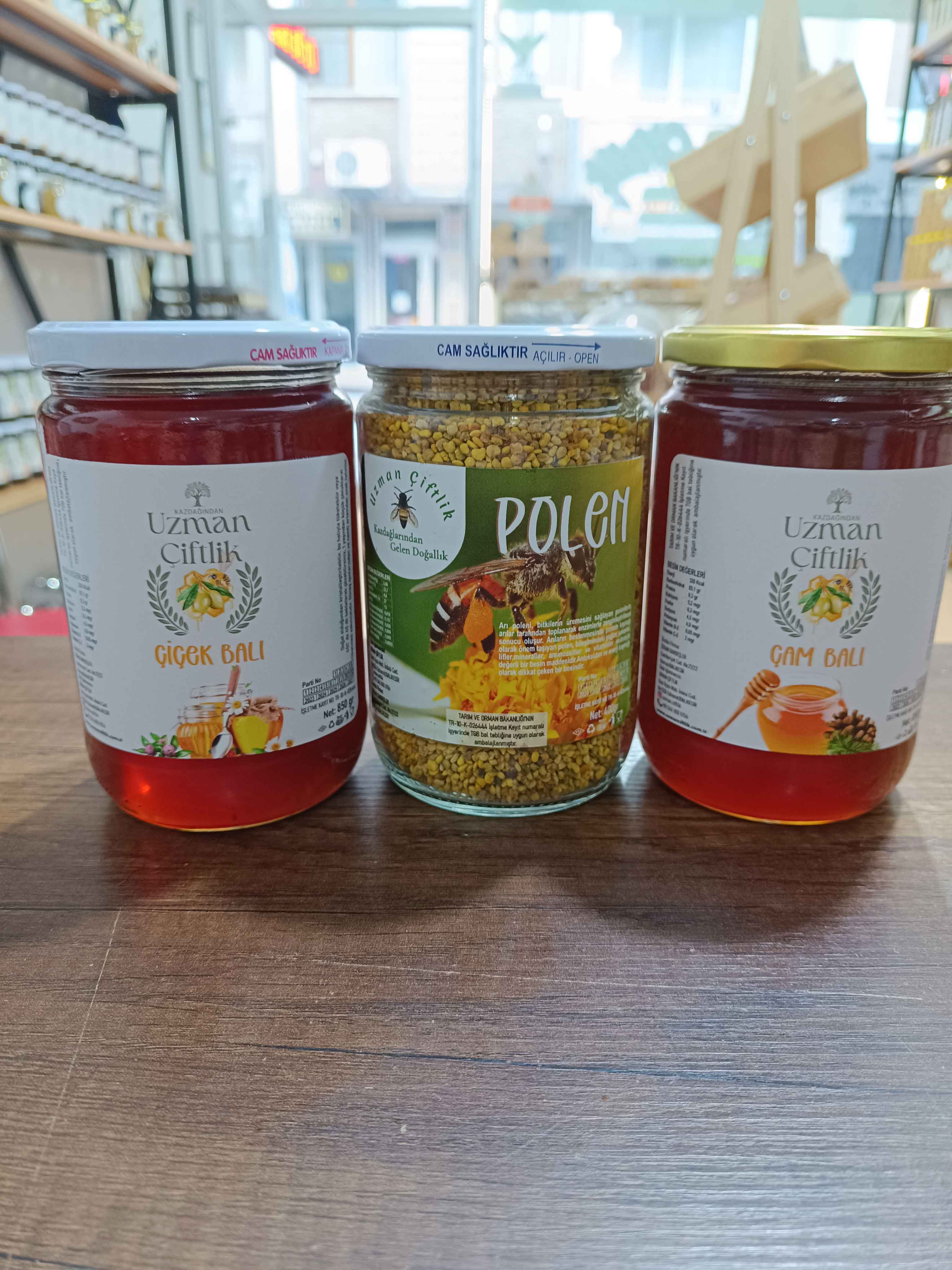 Çam Balı (850 gr) - Çiçek Balı (850 gr) - Polen (400 gr)