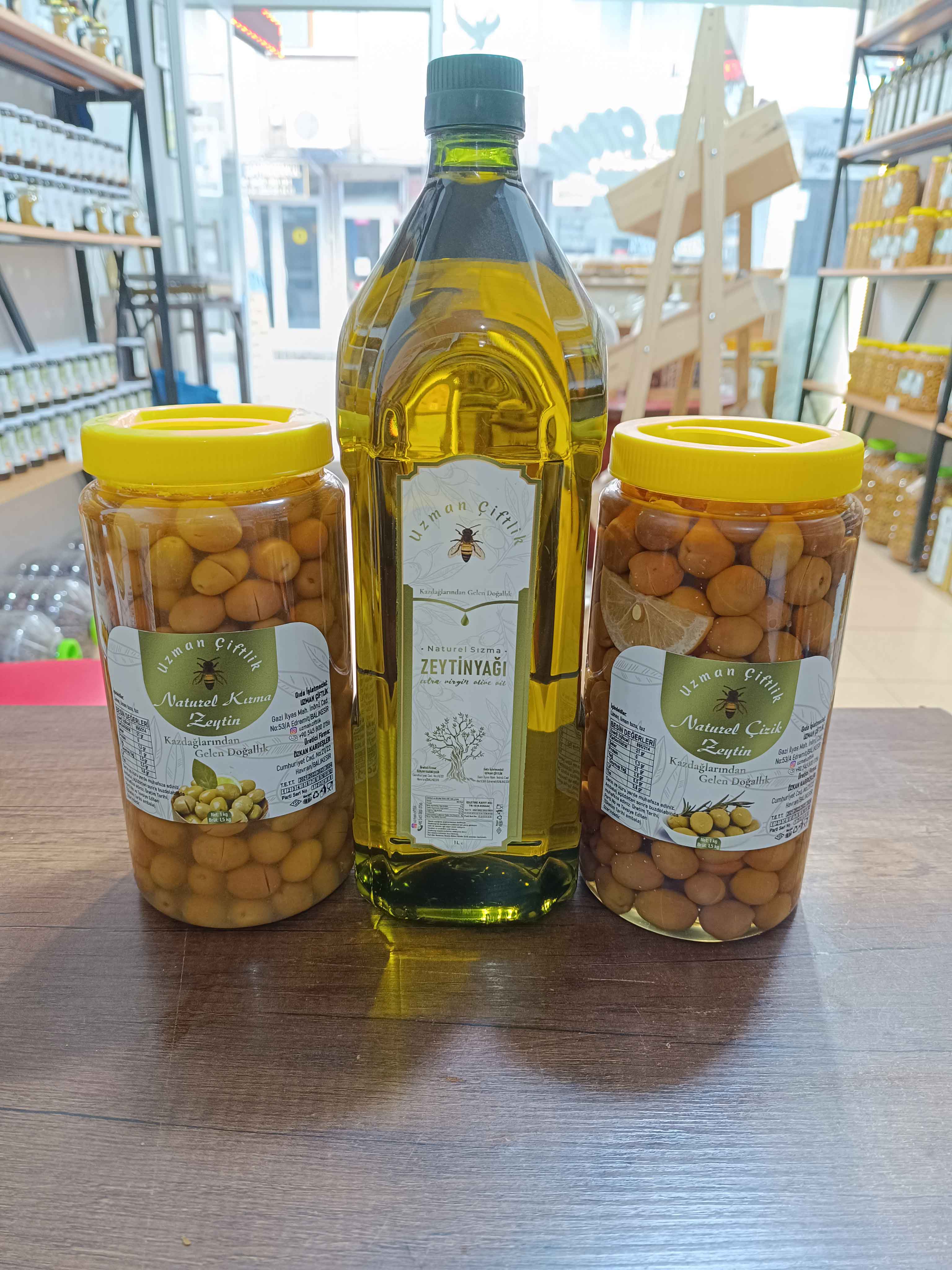 Zeytinyağ (2 lt) - Çizik Zeytin (1 kg) - Kırma Zeytin (1 kg)