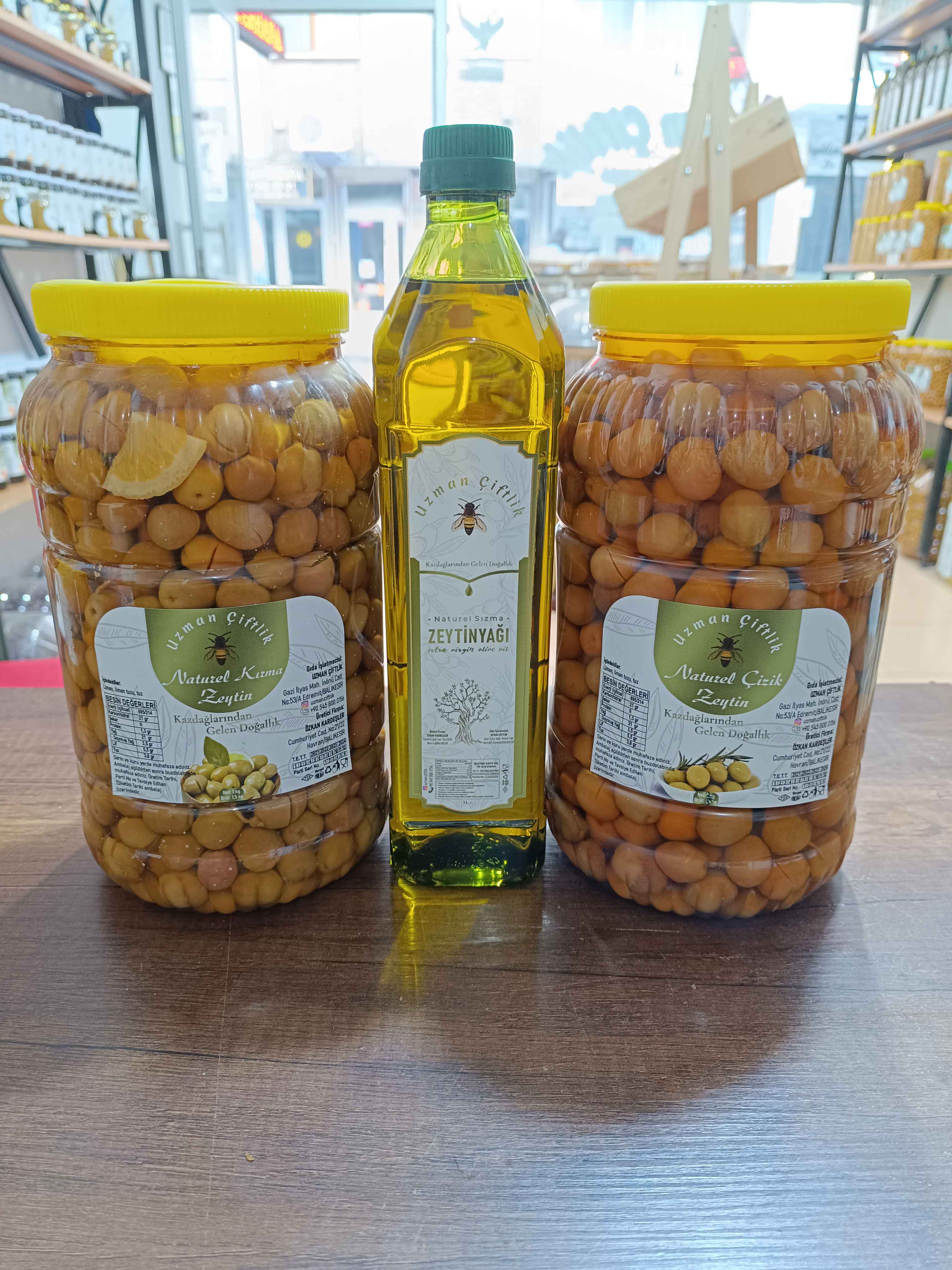 Zeytinyağ (1 lt) - Çizik Zeytin (2 kg) - Kırma Zeytin (2 kg)