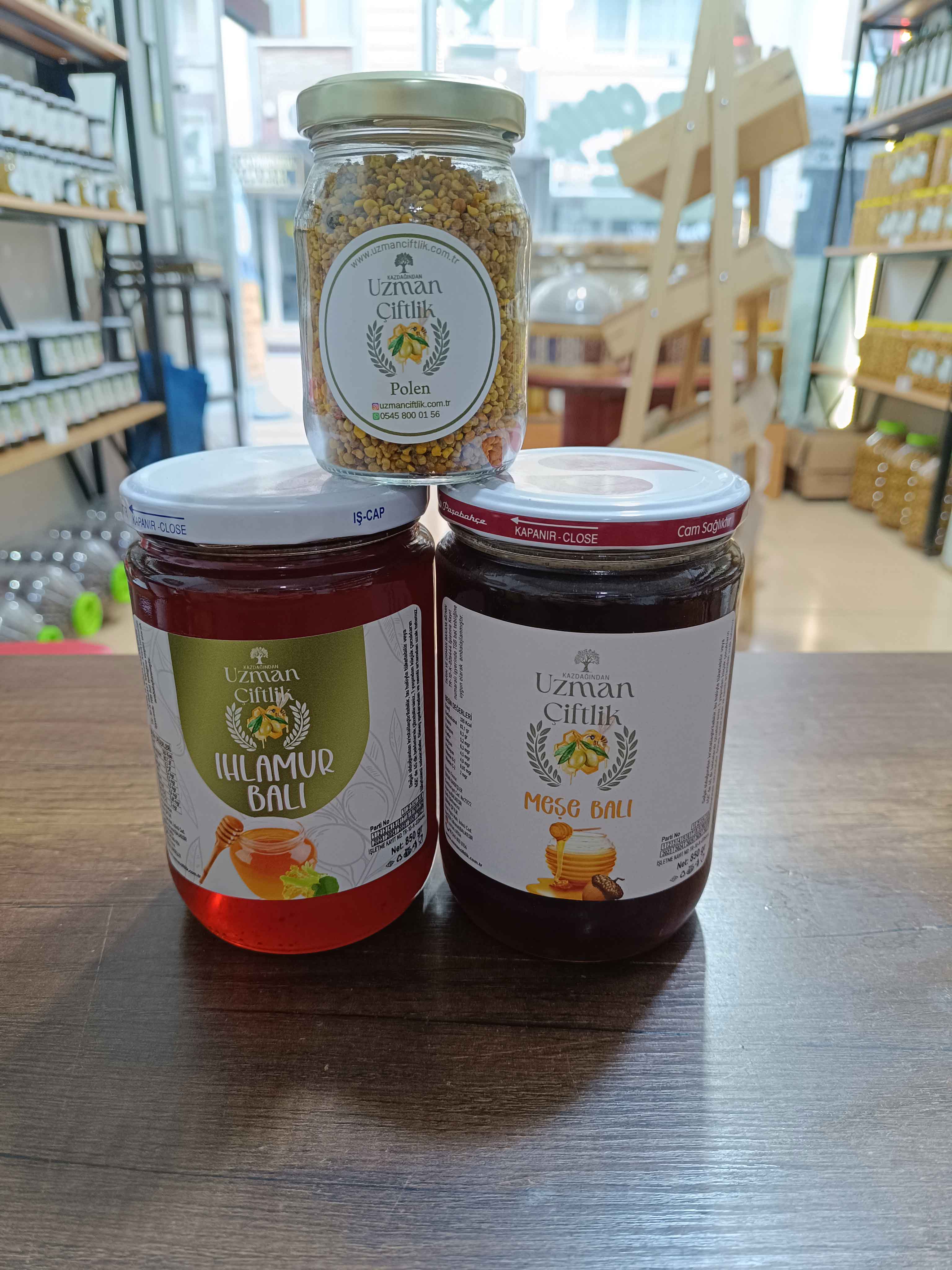 Ihlamur Balı (850 gr) - Meşe Balı (850 gr) - Polen (100 gr) 