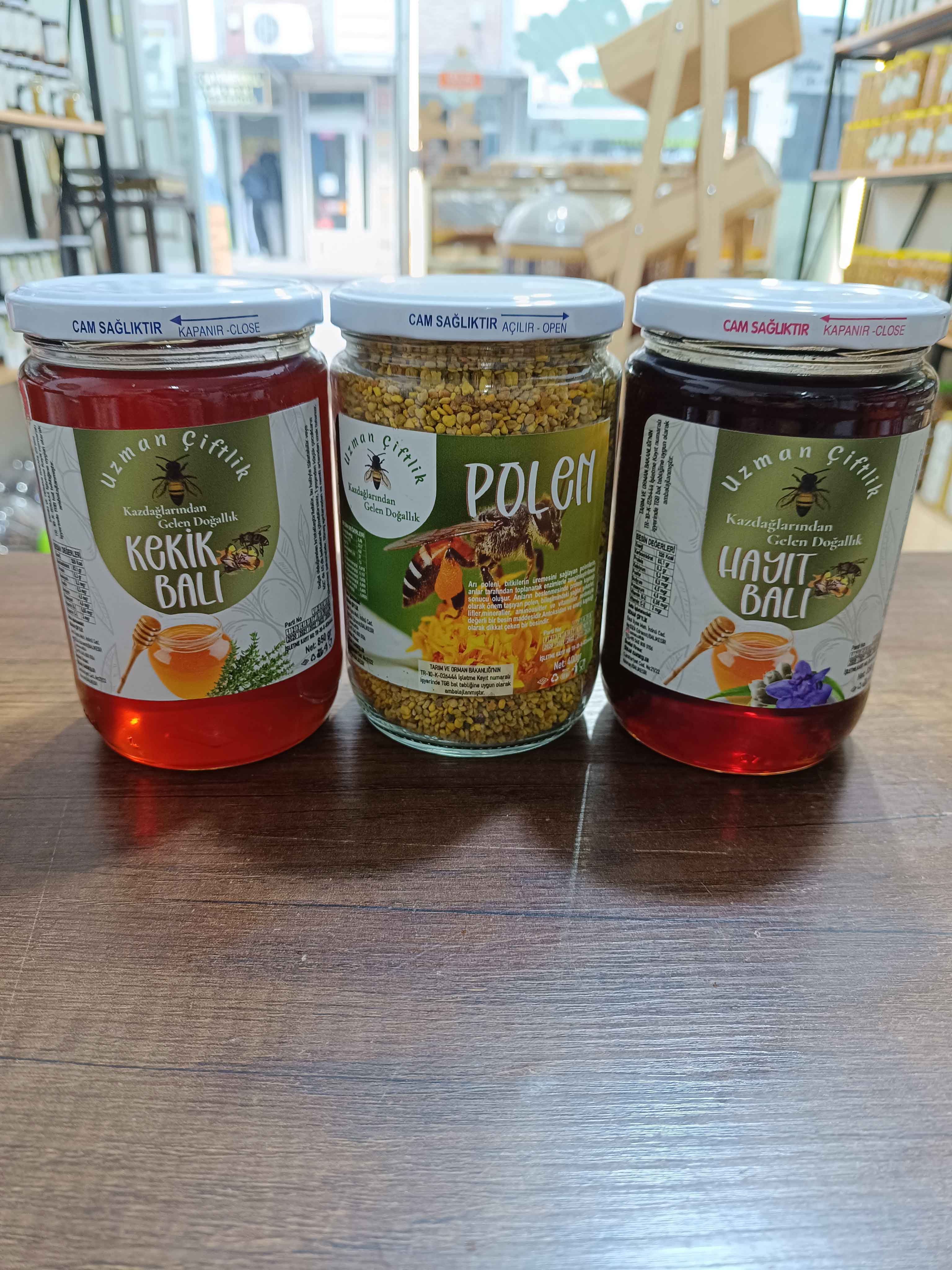 Kekik Balı (850 gr) - Hayıt Balı (850 gr) - Polen (400 gr)