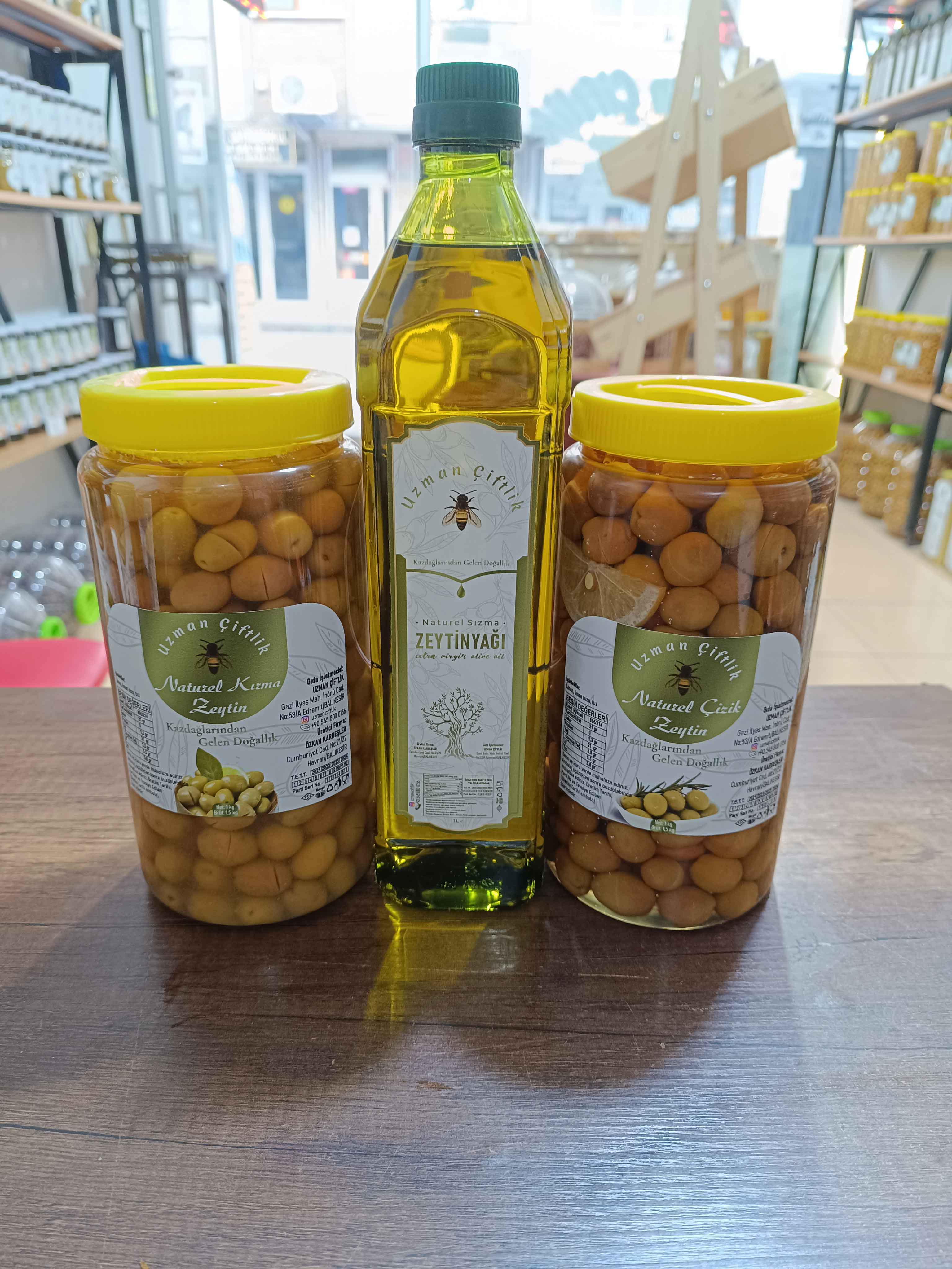 Zeytinyağ (1 lt) - Çizik Zeytin (1 kg) - Kırma Zeytin (1 kg)